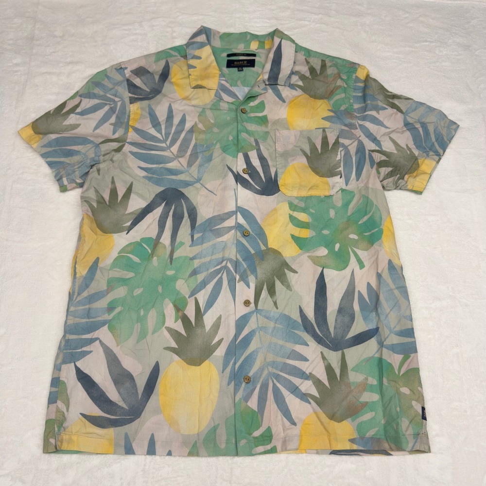 Roark Hawaiian Shirt Mens XL Floral Tropical Camp Collar Hipster Beach Casual